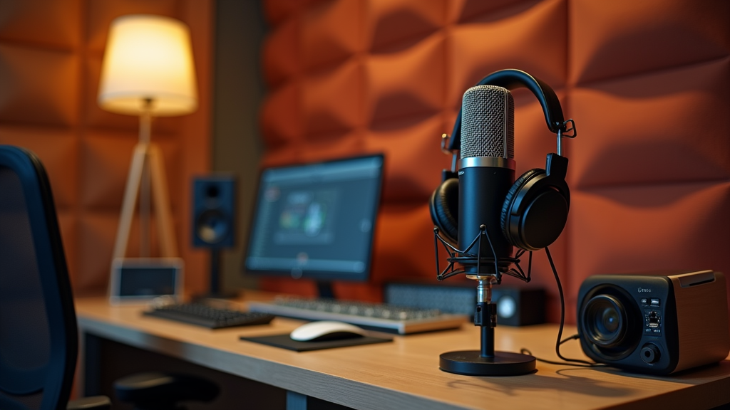 Microphone and recording booth equipment for voice over work